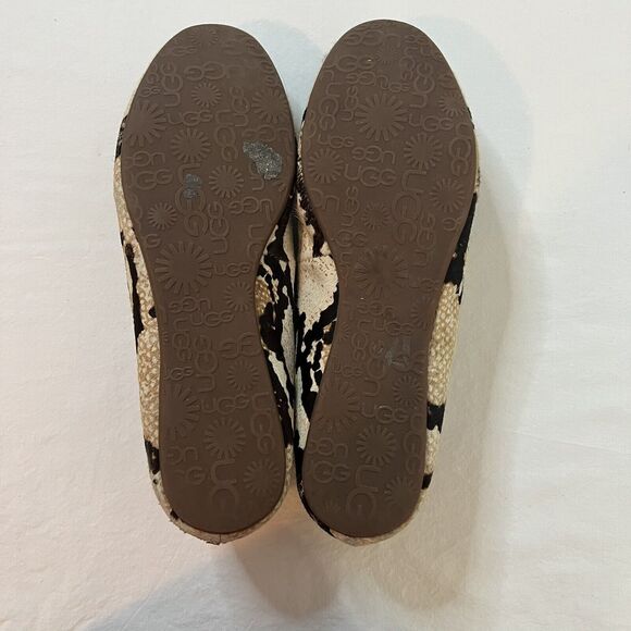 Ugg Ballet Lena Flats Slip On Size 6.5 Lamb Wool Leather Snake Print Cozy Trendy - Picture 11 of 11
